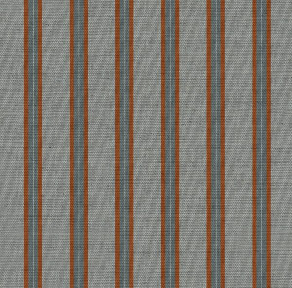 Exton Stripe Burnt Orange & Dusty Blue Fabric